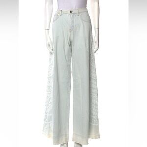 AMEN. Wide-Leg Light Blue Jeans with White Embroidery NWT SZ 2/38